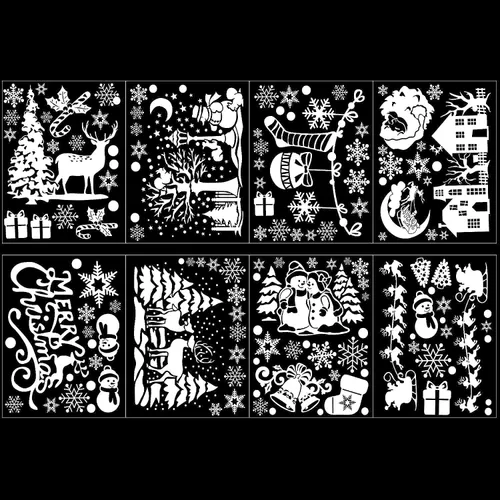 Vista 7 de SULOLI Adhesivos de Ventana de Navidad para Navidad, 141 Calcomanías Estáticas de Copos de Nieve Adornos de Ventana de Navidad para Suministros