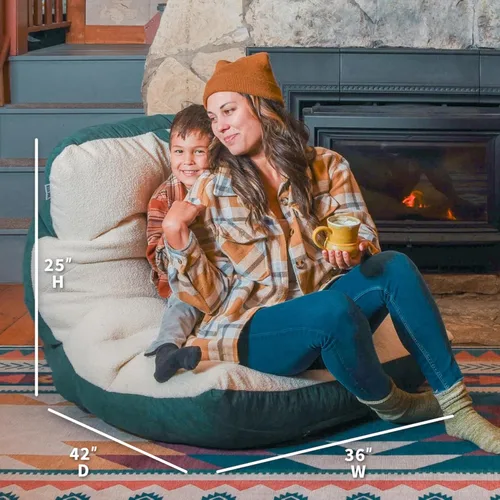 Vista 116 de Big Joe Roma Puf, Sherpa de avena y grafito, gamuza vegana, 3 pies