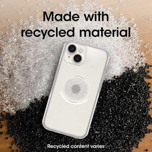 Vista 6 de OtterBox Funda transparente para iPhone 14 y iPhone 13 Otter + Pop Symmetry Series – Stardust POP (transparente/brillantina), PopSockets integrado