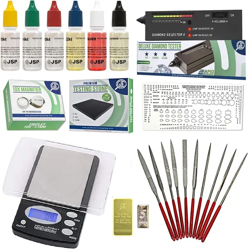 Kit de evaluación de probador de joyas de diamantes de platino de oro y plata, kit de evaluación de 10 K, 14 K, 18 K, 22 K, 24 K, prueba de escala