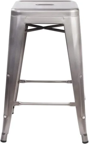 Vista 288 de GIA Taburete de mostrador sin respaldo de 24 pulgadas, cantidad de 4, bronce con asiento de madera clara