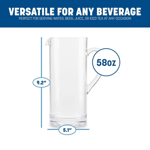 Vista 2 de Carlisle FoodService Products Elan - Jarra alta de plástico transparente para restaurantes, catering, cocinas, plástico, 58 onzas, transparente