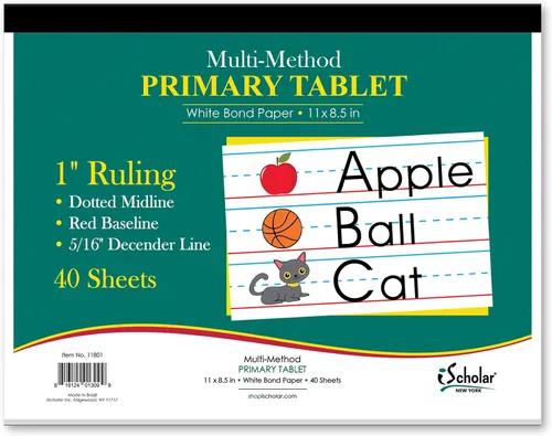 Vista 7 de iScholar Tableta primaria multimétodo, regla de .625 pulgadas, 40 hojas, 11 x 8.5 pulgadas (11802)