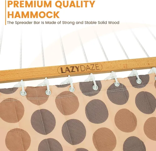 Vista 4 de Lazy Daze Hammocks Hamaca de tela acolchada de 12 pies con almohada suave, hamaca doble para 2 personas con barra separadora para patio exterior