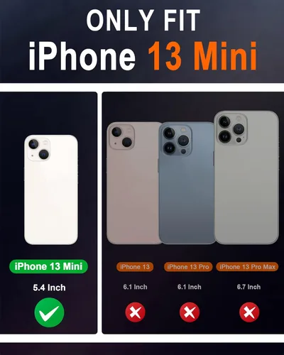 Vista 2 de SHIELDON Funda para iPhone 13 Mini 5G, cartera de piel auténtica, cierre magnético, ranuras para tarjetas, función atril, funda de protección Negro