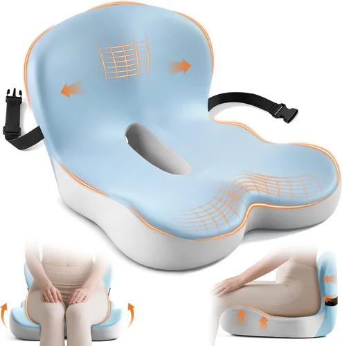 Cojín de asiento, cojines para silla de oficina para aliviar el coxis, cojines de asiento para silla de oficina con diseño ergonómico en forma de L