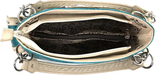 Vista 4 de Justin West - Bolso de mano con bordado floral occidental de piedra turquesa