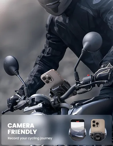 Vista 2 de Lamicall Soporte de Teléfono para Motocicleta y Bicicleta - [No Bloquea la Cámara] [Bloqueo en 1s] Abrazadera de Soporte para Teléfono Celular