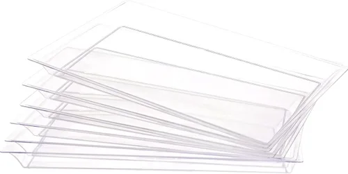 SUT Paquete de 12 bandejas de plástico transparente para servir con formas especiales, platos rectangulares de 15 x 10 pulgadas, bandejas de