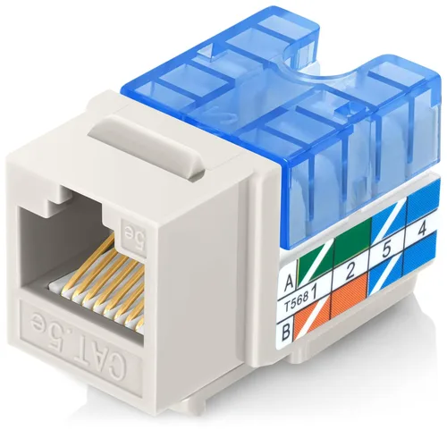 Vista 31 de Everest - Paquete de 10 conectores Keystone RJ45 Cat6 en ángulo de 90°, color blanco, conectores RJ45 hembra de perfil delgado, conector Keystone