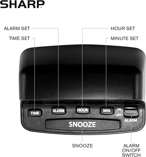Vista 7 de Sharp Reloj despertador digital con controles de teclado, repetición grande