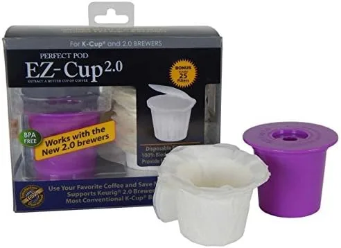 Perfect Pod EZ-Cup 2.0 - Cápsula de café reutilizable con 25 filtros de papel desechables (paquete de inicio)
