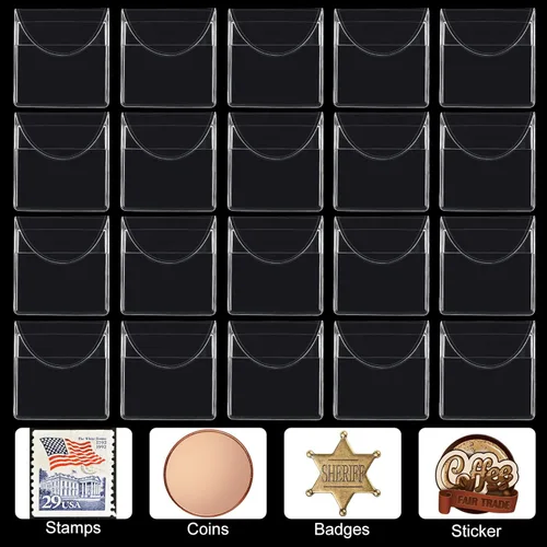 Vista 6 de Fainne 50 piezas de fundas de monedas de bolsillo individual, fundas de plástico transparentes para coleccionistas, soporte pequeño de monedas