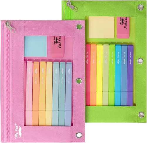 Vista 42 de Mr. Pen Estuche de tela para lápices con 3 agujeros para carpeta, color negro, juego de 2