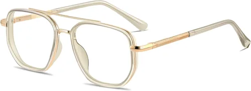 Vista 13 de Aviator Blue Light Blocking Glasses for Women Men Trendy Metal Frame Computer TV Eyeglasses Anti Eyestrain Rojo vino