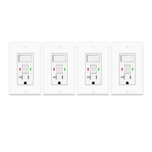 Vista 84 de Salida de receptáculo GFCI eléctrica Greencycle de 15 amperios, paquete de 5 salidas GFCI con indicador LED, resistente a la intemperie, grado