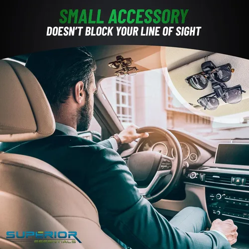 Vista 7 de Superior Essentials Soporte para lentes de sol para visera de automóvil, soporte para lentes de sol con doble extremo, soporte universal para lentes