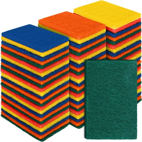 Vista 9 de Hoolerry 100 piezas de almohadillas resistentes para fregar que no rayan, almohadillas de limpieza domésticas para limpiar, estropajo reutilizable