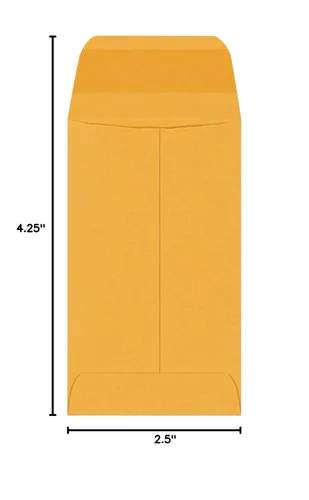 Vista 2 de Partners Brand PEN1029 Sobres engomados, 2 1/2 "x 4 1/4", Kraft (paquete de 5000)