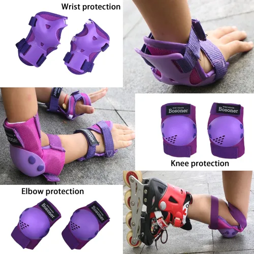 Vista 4 de BOSONER Rodilleras/Coderas/Muñequeras para Niños/Jóvenes de 3-15 Años, Conjunto de Equipo Protector Infantil para Patines, Ciclismo, Bicicleta BMX