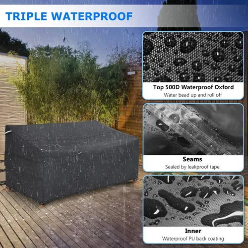 Vista 3 de Gasadar Funda impermeable para sofá para exteriores, funda de sofá de 3 plazas, 79 pulgadas de largo x 37 pulgadas de profundidad x 35 pulgadas