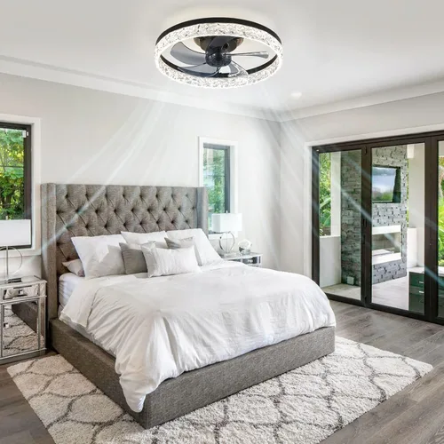 Vista 6 de LEDIARY Ventiladores de Techo Modernos de 20" con Luces y Control Remoto, Ventilador de Techo Regulable de Perfil Bajo, Ventilador de Techo