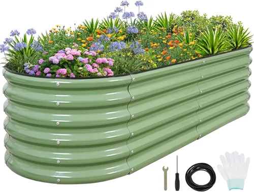 Vista 22 de 1MORE Cama de Jardín Elevada Galvanizada - Cajas de Plantación para Jardín al Aire Libre, Camas Elevadas para Jardinería, Kit de Cama de Jardín