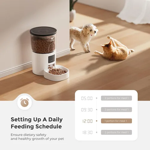 Vista 3 de IMIPAW Comedero automático para gatos, dispensador de alimentos secos con desecante, control de porciones programable, respaldo de energía dual, 10
