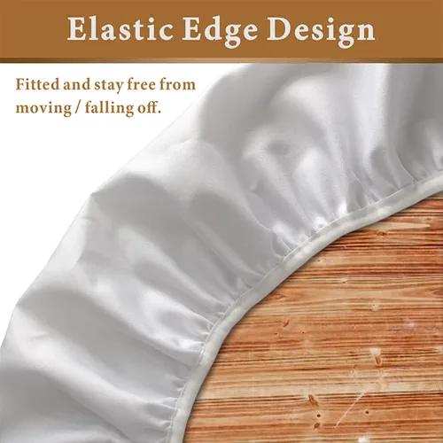 Vista 5 de Mantel redondo ajustable con borde elástico floral azul, mantel con borde elástico de estilo floral pastoral, almohadilla de mesa de poliéster