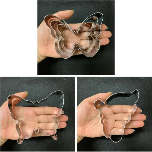 Vista 6 de LUBTOSMN Juego de 5 cortadores de galletas de mariposa Fondant