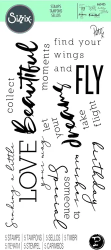 Vista 3 de Sizzix Sellos transparentes 5PK Sunnyside Sentiments #3 de Pete Hughes 665405 Capítulo 3 2022, Multicolor