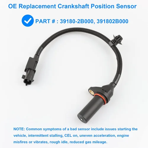 Vista 2 de Sensor de posición del cigüeñal, sensor de manivela 391802B000, 39180-2B000 Compatible con Hyundai Kia - 2012-2019 Accent Rio, 2011-2020 Elantra