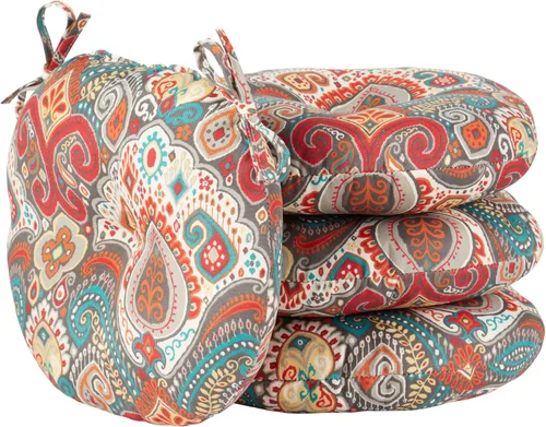 Vista 42 de Greendale Home Fashions Cojín redondo para asiento bistro de 15 pulgadas, 2 unidades (paquete de 1), Adobe Stripe