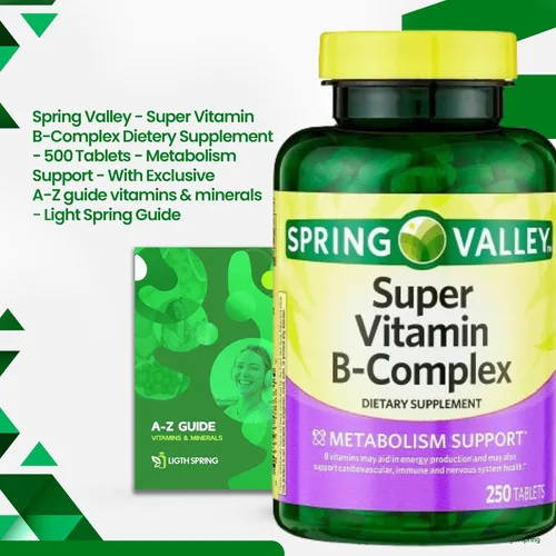 Vista 5 de Super Vitamina B Complex Tablets 250 + Spring Super Vitamina B Complex Tabletas Suplemento Dietético Paquete Exclusivo Better Ligth&Spring Guide