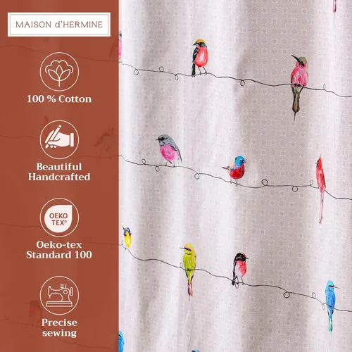 Vista 2 de Maison d' Hermine Cortina de ducha 100% algodón, un panel, 70 x 72 pulgadas, tela lavable para baño, fácil de colgar con 12 agujeros para botones