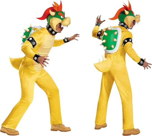 Disguise Super Mario Bros - Disfraz de Bowser de lujo para adultos | Traje de cosplay de Bowser de talla grande para hombre con concha inflable