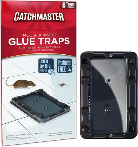 Vista 9 de Catchmaster -6 trampas de pegamento resistentes a la congelación para ratones e insectos, para interiores para el hogar, bandeja adhesiva
