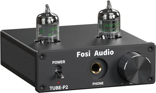 Fosi Audio Amplificador de auriculares P2 Tubo de vacío Amplificador de auriculares Mini Hi-Fi Audio estéreo con protección de salida de ruido de