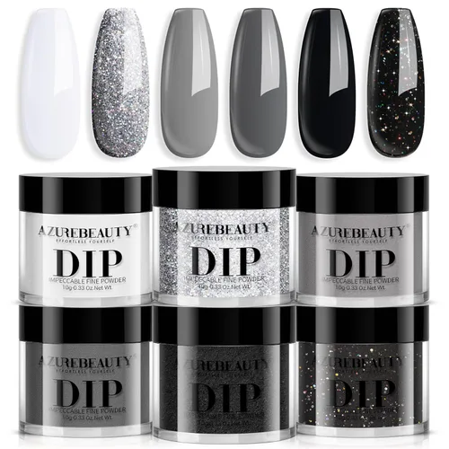 Vista 22 de AZUREBEAUTY Juego de 5 polvos de inmersión líquidos – 0.5 fl oz/0.5 oz de gran capacidad, capa base de inmersión, capa superior, bono, activador