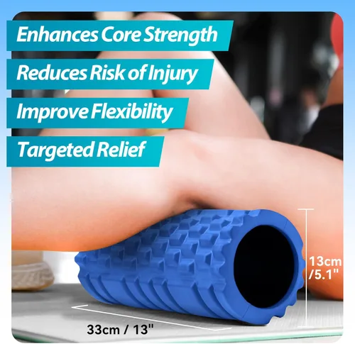 Vista 3 de Krightlink Rodillo de espuma para masajeador de tejidos profundos, rodillo patentado de ejercicio de alta densidad de 13 pulgadas para masaje