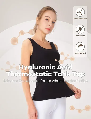 Vista 2 de MANCYFIT Camiseta térmica sin mangas para mujer, de forro polar, sin mangas, capa base, sin costuras, cuello redondo