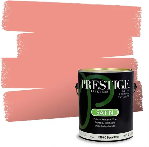 Vista 120 de Prestige Paints E100-T-SW6591 Pintura exterior e imprimación en uno, 1 galón, plano, combinación comparable de Sherwin Williams Amaryllis, 1 galón