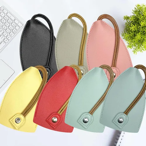 Vista 6 de 2 fundas creativas extraíbles para llaves, de cuero de gran capacidad, lindo protector para llavero con gancho de soporte (verde menta)