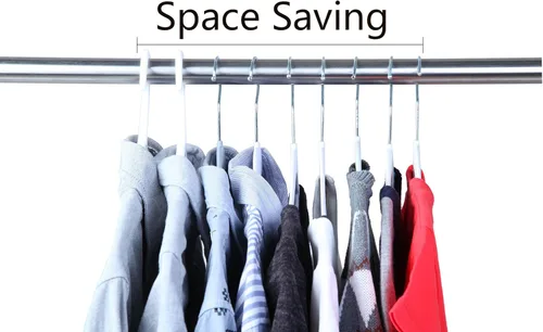 Vista 6 de Finnhomy Paquete de 50 perchas de plástico, perchas de ropa resistentes con almohadillas antideslizantes, ahorro de espacio fácil de deslizar