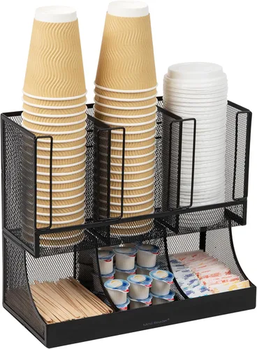 Vista 9 de Mind Reader "Flume" Organizador con 6 compartimientos para condimento y tazas, ninguno , Negro