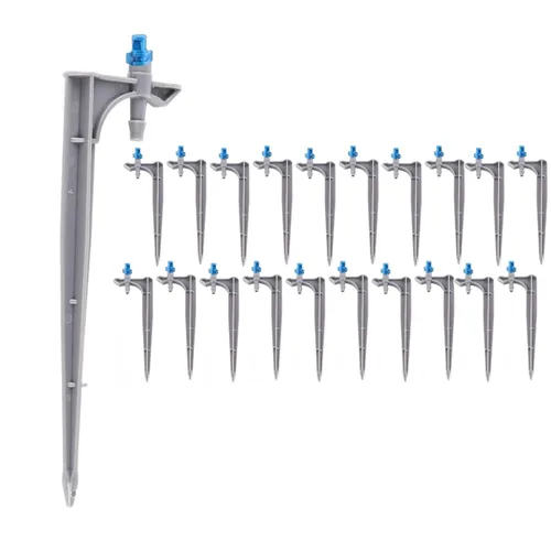 20 emisores de riego por goteo, 90 grados con émbolo, goteros de riego ajustables para tubos de riego por goteo de 1/4 pulgadas, perfectos para