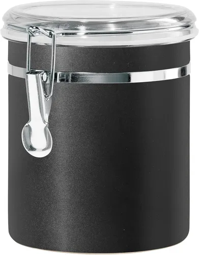 Vista 14 de Oggi Recipiente de cocina de acero inoxidable de 26 onzas líquidas, negro - Tapa hermética con cierre, parte superior transparente - Ideal