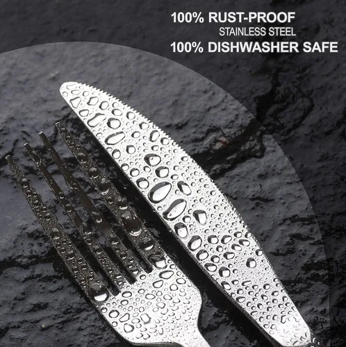 Vista 6 de Juego de cubiertos de edición limitada – Juego de vajilla familiar de 30 piezas – Juego de cubiertos para 6 – Juego de vajilla plateada – Cucharas