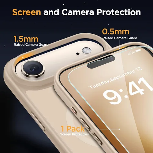 Vista 782 de Miracase - Funda magnética para iPhone 13 de 6.1 pulgadas (compatible con MagSafe) (con 2 protectores de pantalla), protección de grado militar