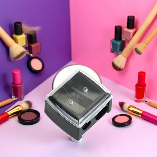 Sacapuntas delineador de ojos, sacapuntas de maquillaje, sacapuntas para delineador de ojos de cejas, herramienta de lápiz de ojos de doble agujero,